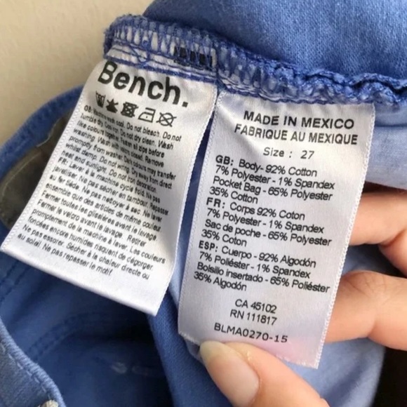 Bench Soft Stretchy Mid Rise Skinny Leg Fit Coloured Denim Jeans Pants Blue - Picture 9 of 10